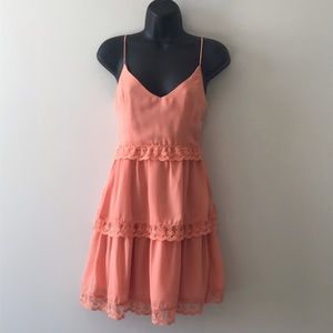 NWT Tobi Ruffle Lace Trim Pastel Peach Dress